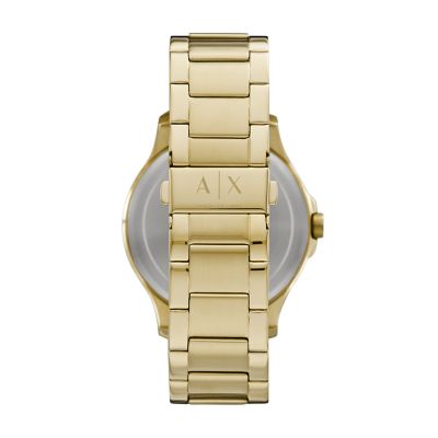 Armani Exchange Automatic Quartz Three-Hand Date Gold-Tone