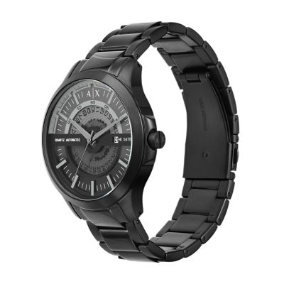 Armani Exchange 3-Zeiger-Automatik-Quarzwerk Uhr Station - Watch - AX2444 schwarz Datum Edelstahl