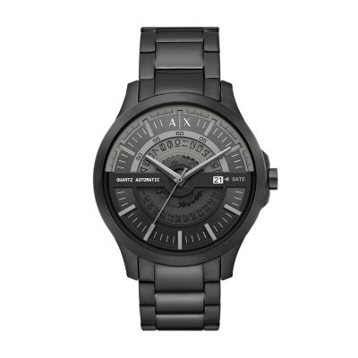 AX2444 schwarz Uhr 3-Zeiger-Automatik-Quarzwerk Watch Datum - Edelstahl - Station Armani Exchange