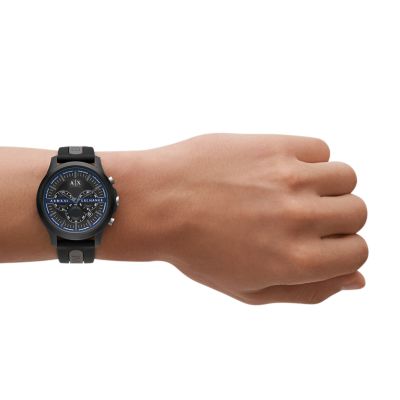 Armani Exchange Chronograph Black and Grey Silicone Watch - AX2447