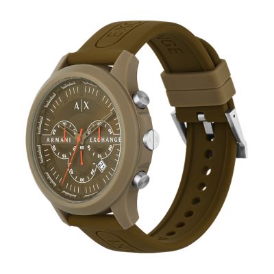 Armani Exchange Chronograph Brown Silicone Watch - AX2448 - Watch