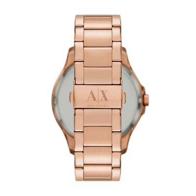 Stainless Rose Exchange Watch Steel Armani Watch AX2449 Gold-Tone Date - Three-Hand - Station
