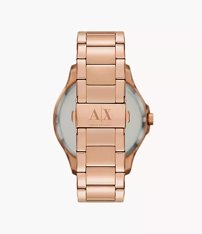 Gold-Tone Stainless Exchange Rose Steel Watch Armani Watch Station Three-Hand - - AX2449 Date
