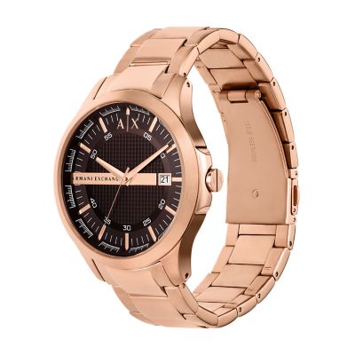 Rose - Date Stainless Steel Watch Gold-Tone Armani AX2449 Station Watch - Three-Hand Exchange