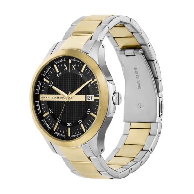 Armani Exchange Three-Hand Date Two-Tone Stainless Steel Watch 