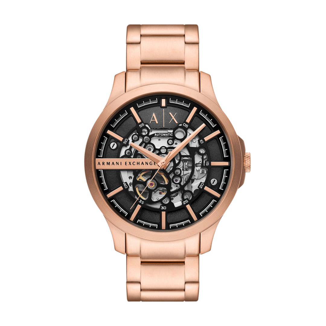 Armani Exchange Mens Automatic Rose GoldTone Stainless Steel Watch  Rose Gold