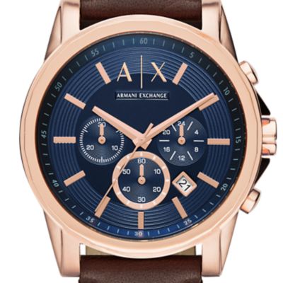 Armani Exchange Uhr Chronograph Leder braun