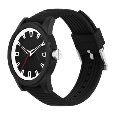Armani Exchange Three-Hand Black Silicone Watch - AX2520 - Watch