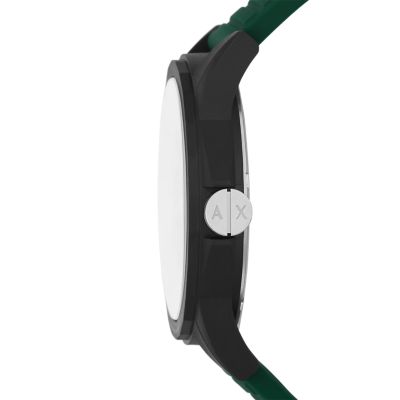 Armani Exchange Three Hand Green Silicone Watch AX2522 Watch