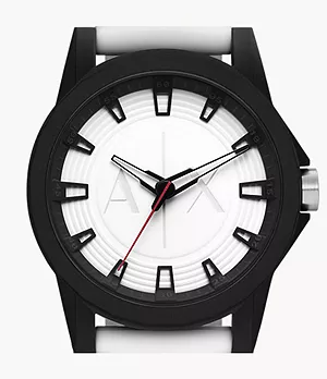 Armani Exchange Three-Hand White Silicone Watch
