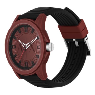 Armani Exchange Three-Hand Black Silicone Watch - AX2525 - Watch Station