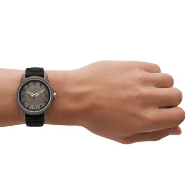 Armani Exchange Three-Hand Black Silicone Watch - AX2526 - Watch