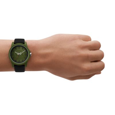 Armani Exchange Three-Hand Black Silicone Watch - AX2527 - Watch Station
