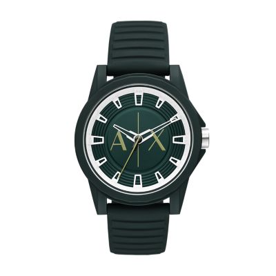 Armani Exchange Three-Hand Green Silicone - - Watch AX2530 Station Watch