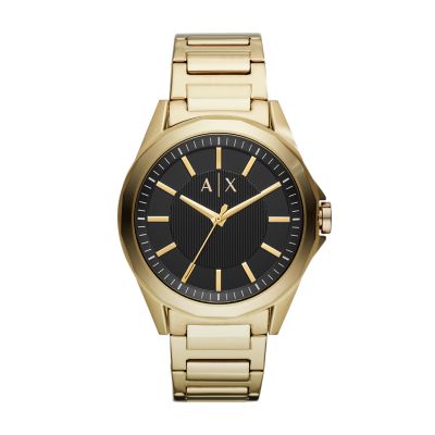 Armani Exchange Three-Hand Gold-Tone 