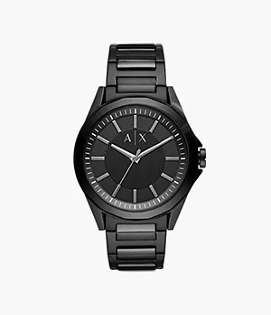 Armani Exchange Three-Hand Black Steel Watch