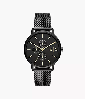 Armani Exchange Multifunction Black Stainless Steel Mesh Watch