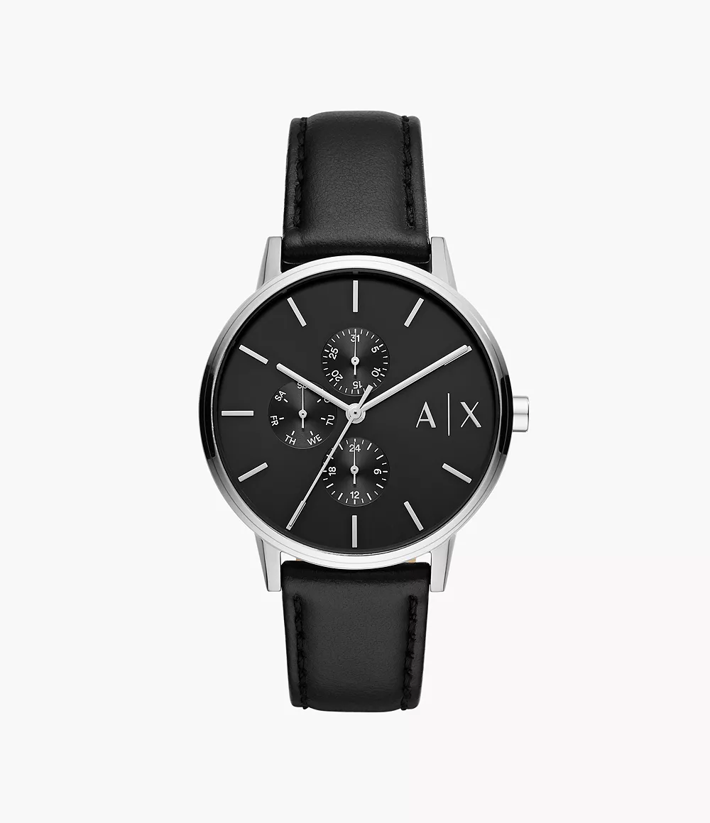 Armani Exchange Multifunction Black Leather Watch - AX2745 - Watch Station