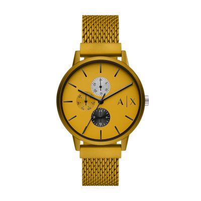 gelb Armani Uhr - Aluminium Station Exchange Watch - Multifunktionswerk AX2726