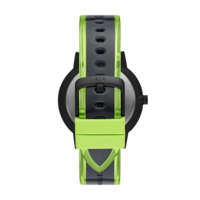 Armani Exchange Three-Hand Black and Neon Green Polyurethane Watch - AX2730  - Watch Station