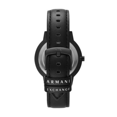 う*中様 ARMANI EXCHANGE クォーツ腕時計/レザー/BLK/AX2 Armani Exchange Three-Hand Black Leather Watch - AX2732