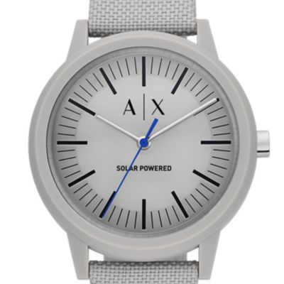 Montre Armani Exchange à alimentation solaire en tissu, gris