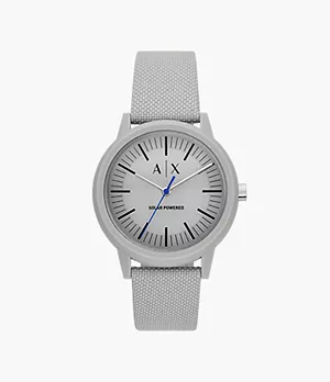 Armani Exchange Solar-Powered Gray Fabric Watch