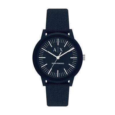 Armani Exchange Solar-Powered Blue Fabric Watch