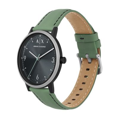 Armani Exchange Three-Hand Green Leather Watch - AX2740 - Watch