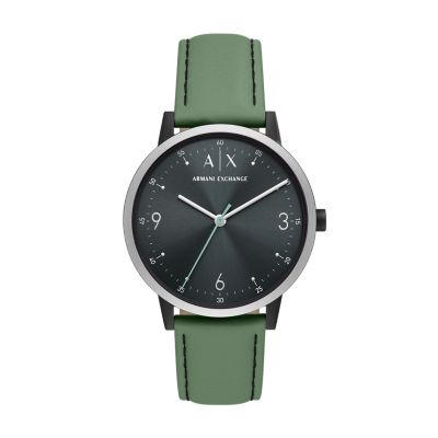 Armani Exchange Three-Hand Green Leather Watch - AX2740 - Watch