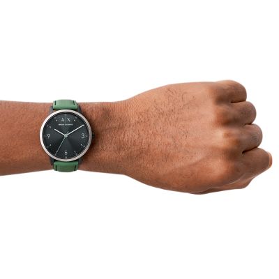 Armani Exchange Three-Hand Green Leather Watch - AX2740 - Watch