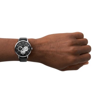 Armani Exchange Multifunction Black Leather Watch Station AX2745 - Watch 