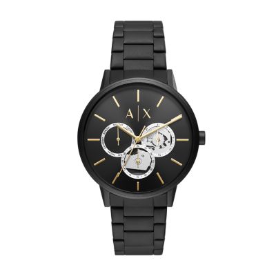 Introducir 57+ imagen armani exchange multifunction black stainless steel watch