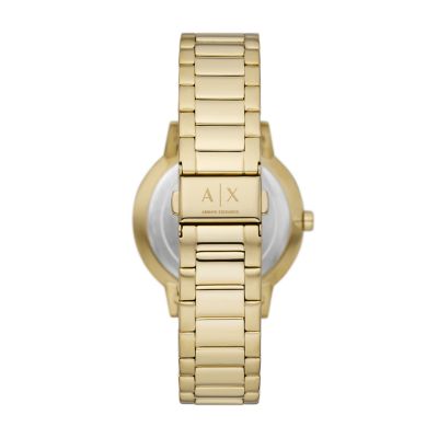 Armani Exchange Three-Hand Gold-Tone Stainless Steel Watch