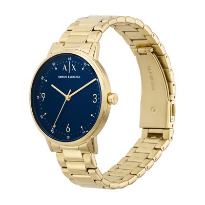 Armani Exchange Three-Hand Gold-Tone Stainless Steel Watch