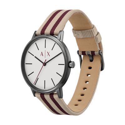 - Watch - Three-Hand Brown Textile Station Red Exchange AX2759 Armani Watch and