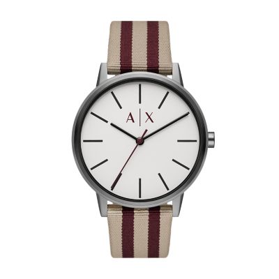 Watch Three-Hand and Exchange Armani - Station - Textile Red AX2759 Watch Brown