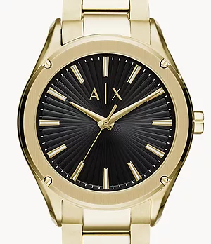 Armani Exchange Three-Hand Gold-Tone Steel Watch