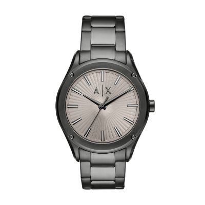 Armani Exchange Three-Hand Stainless Steel Watch and Necklace Gift