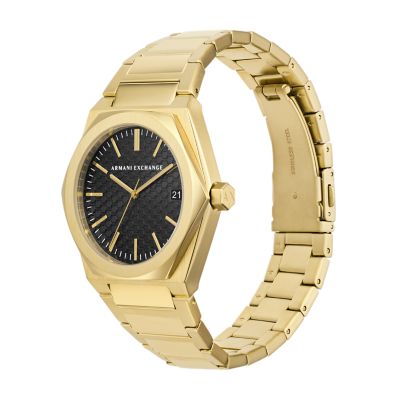 Armani Exchange Three-Hand Date Gold-Tone Stainless Steel Watch 