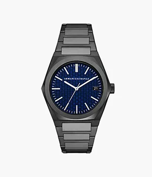Armani Exchange Three-Hand Date Gunmetal Stainless Steel Watch