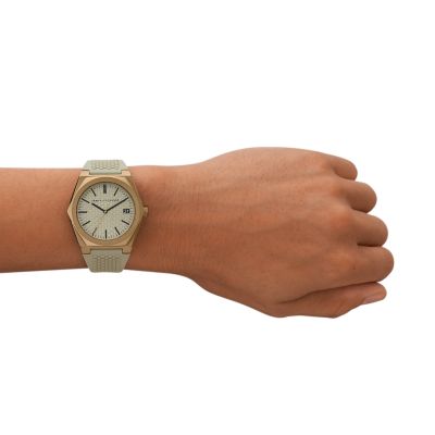 Armani Exchange Three-Hand Date Light Brown Watch - AX2813 Station - Silicone Watch