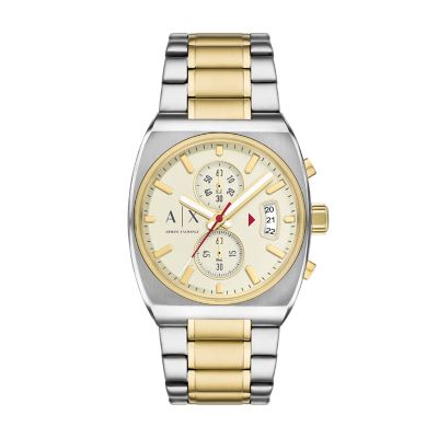 Gold,Silver for Armani Exchange Chronograph Gold-Tone Stainless Steel Watch