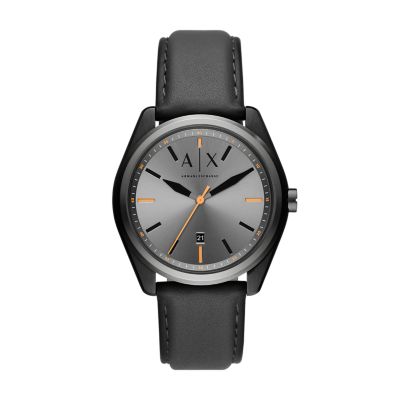 Armani Exchange Three-Hand Black Leather Watch - AX2859 - Watch Station