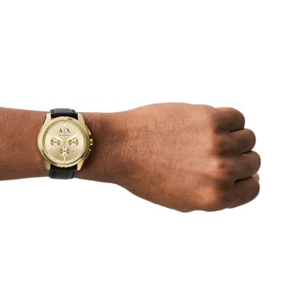 Armani Exchange Chronograph Black Leather Watch - AX2861 - Watch