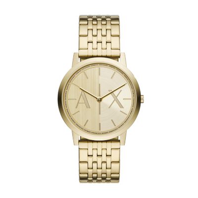 Armani Exchange Men's Two-Hand Gold-Tone Stainless Steel Watch - Gold