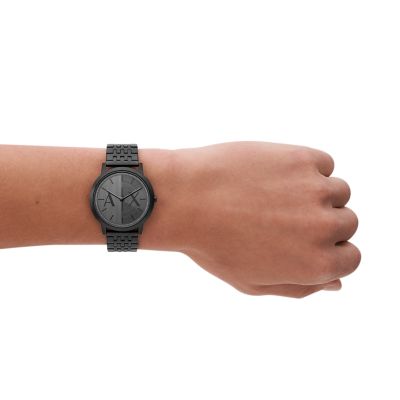 Armani Exchange Two-Hand Black Stainless Steel Watch