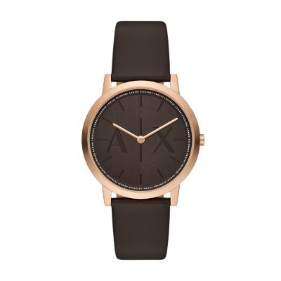 AX2873 Station Watch Armani Leather Two-Hand Brown - Watch - Exchange