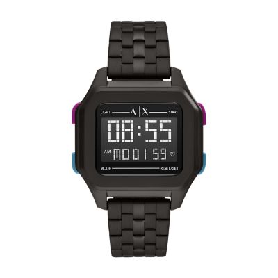 Digital Black Stainless Steel Watch 