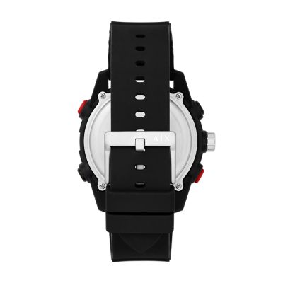 Black - AX2960 Watch Armani Exchange Silicone Station - analogue-Digital Watch